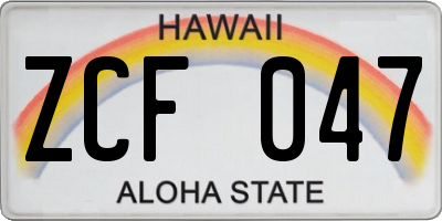 HI license plate ZCF047