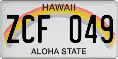 HI license plate ZCF049