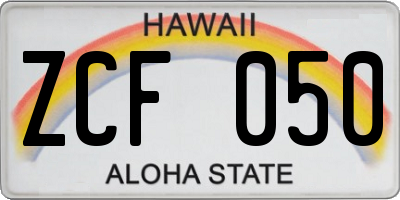 HI license plate ZCF050