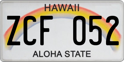 HI license plate ZCF052