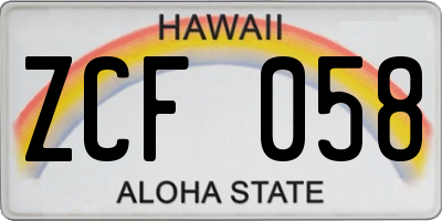 HI license plate ZCF058