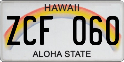 HI license plate ZCF060