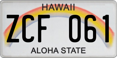 HI license plate ZCF061