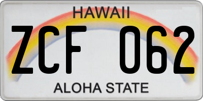 HI license plate ZCF062