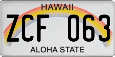 HI license plate ZCF063