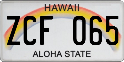 HI license plate ZCF065