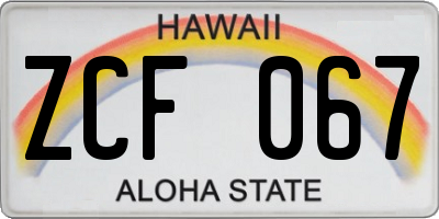 HI license plate ZCF067