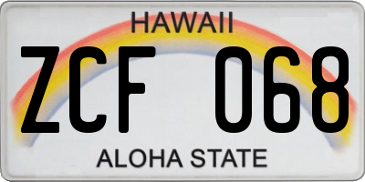 HI license plate ZCF068