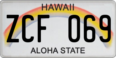 HI license plate ZCF069