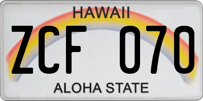 HI license plate ZCF070