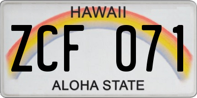 HI license plate ZCF071