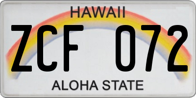 HI license plate ZCF072