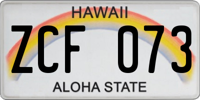 HI license plate ZCF073