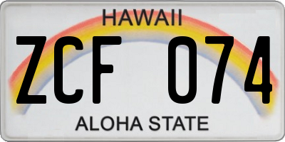 HI license plate ZCF074