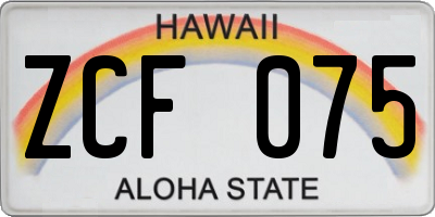 HI license plate ZCF075