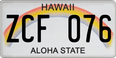 HI license plate ZCF076