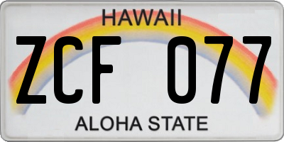 HI license plate ZCF077