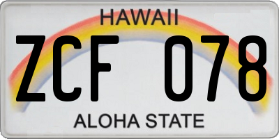 HI license plate ZCF078