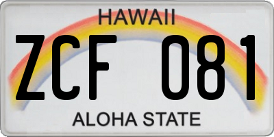 HI license plate ZCF081
