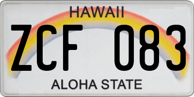 HI license plate ZCF083