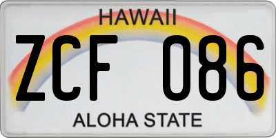 HI license plate ZCF086