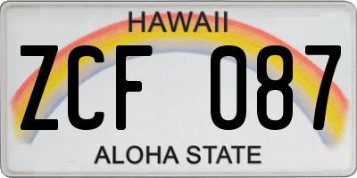 HI license plate ZCF087