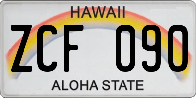 HI license plate ZCF090