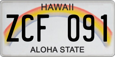 HI license plate ZCF091