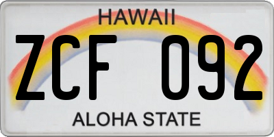 HI license plate ZCF092