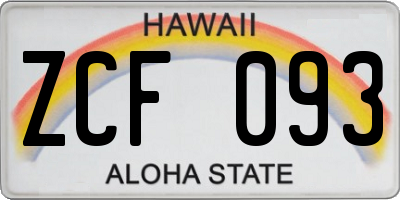 HI license plate ZCF093