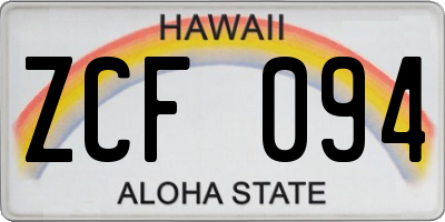 HI license plate ZCF094