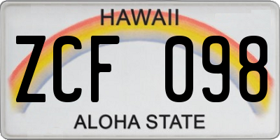 HI license plate ZCF098
