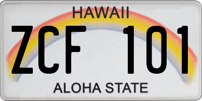 HI license plate ZCF101