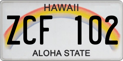 HI license plate ZCF102