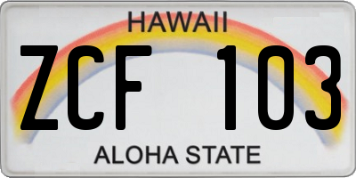 HI license plate ZCF103