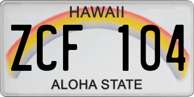 HI license plate ZCF104