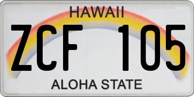 HI license plate ZCF105
