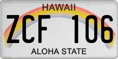 HI license plate ZCF106