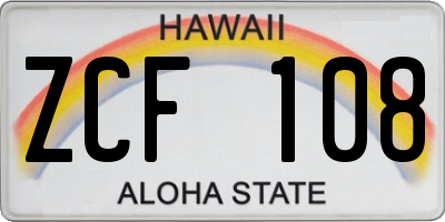 HI license plate ZCF108