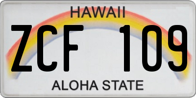 HI license plate ZCF109