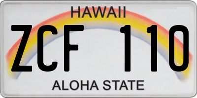HI license plate ZCF110