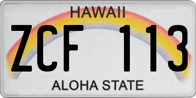 HI license plate ZCF113