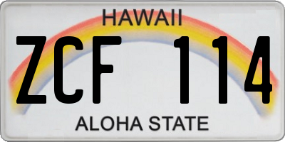 HI license plate ZCF114