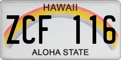 HI license plate ZCF116