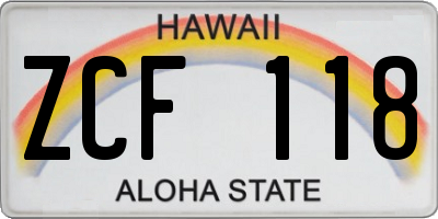 HI license plate ZCF118