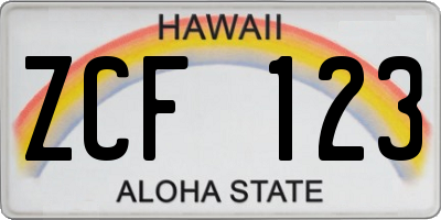 HI license plate ZCF123