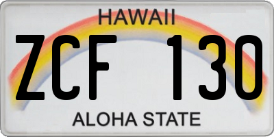 HI license plate ZCF130