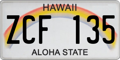 HI license plate ZCF135