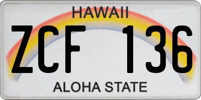 HI license plate ZCF136