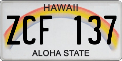 HI license plate ZCF137